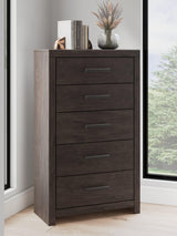 Prendonea Charcoal Chest of Drawers by Ashley at Eve Furniture