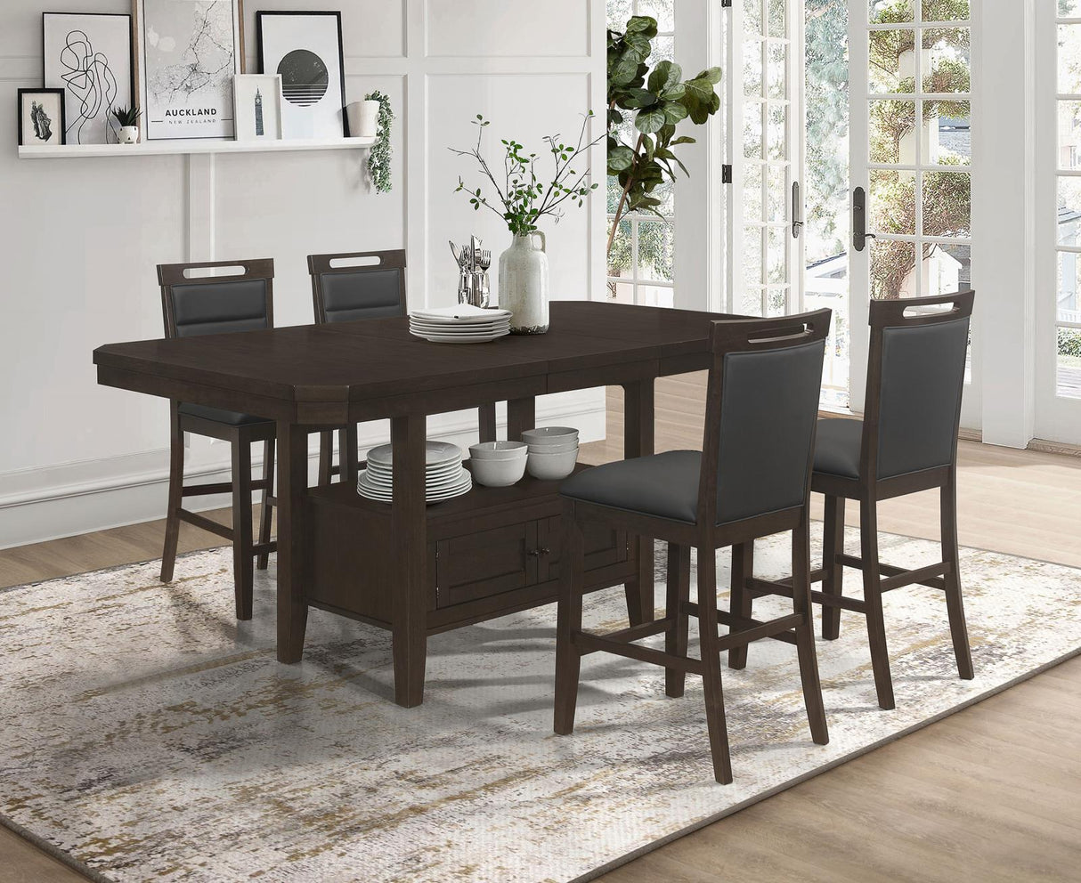 Prentiss Cappuccino 5-Piece Rectangular Counter Height Dining Set with Butterfly Leaf