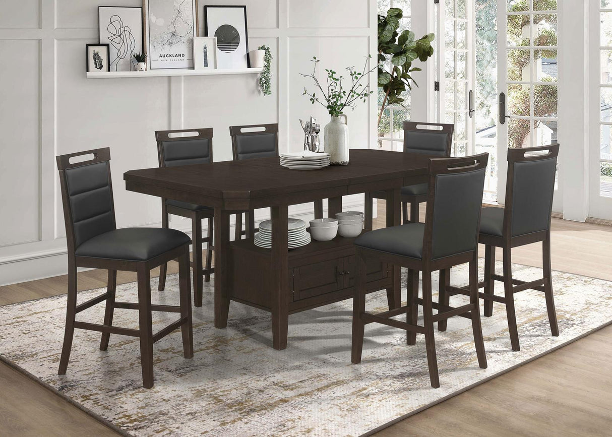 Prentiss Cappuccino 7-Piece Rectangular Counter Height Dining Set with Butterfly Leaf