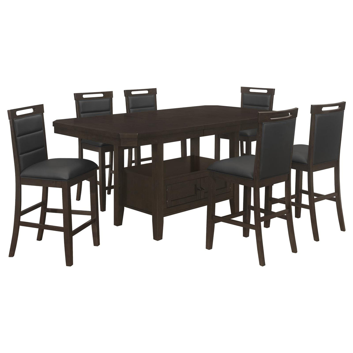 Prentiss Cappuccino 7-Piece Rectangular Counter Height Dining Set with Butterfly Leaf