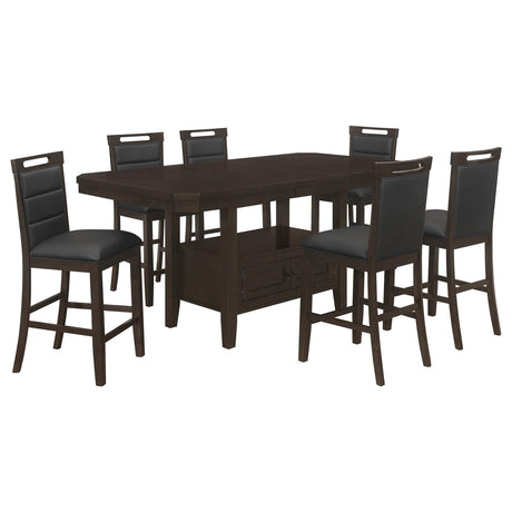 Prentiss Cappuccino 7-Piece Rectangular Counter Height Dining Set with Butterfly Leaf