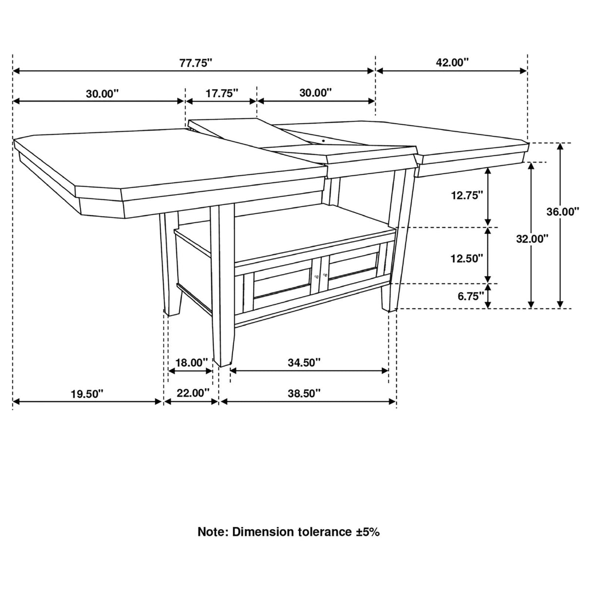 Prentiss Cappuccino Extendable Rectangular Counter Height Table with Butterfly Leaf