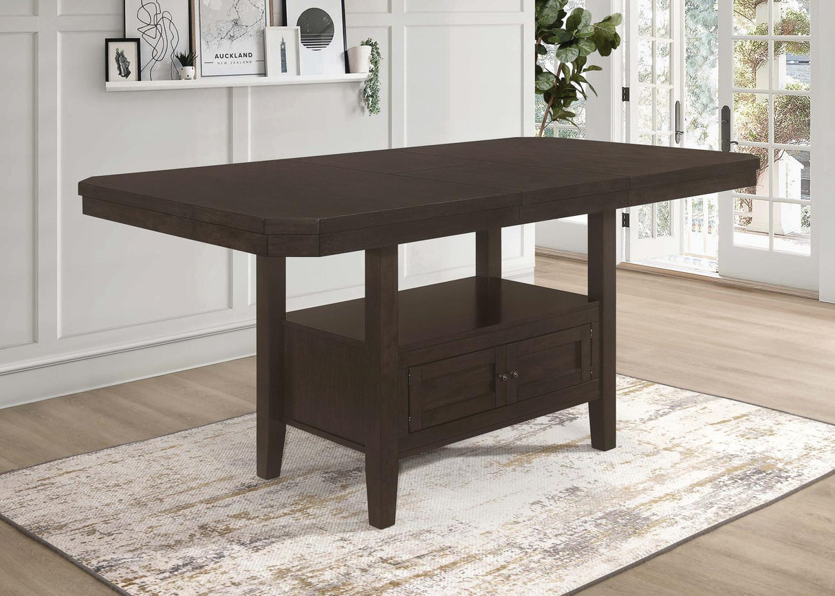 Prentiss Cappuccino Extendable Rectangular Counter Height Table with Butterfly Leaf