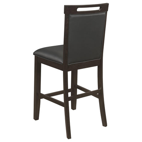 Prentiss Black/Cappuccino Upholstered Counter Height Chair, Set of 2