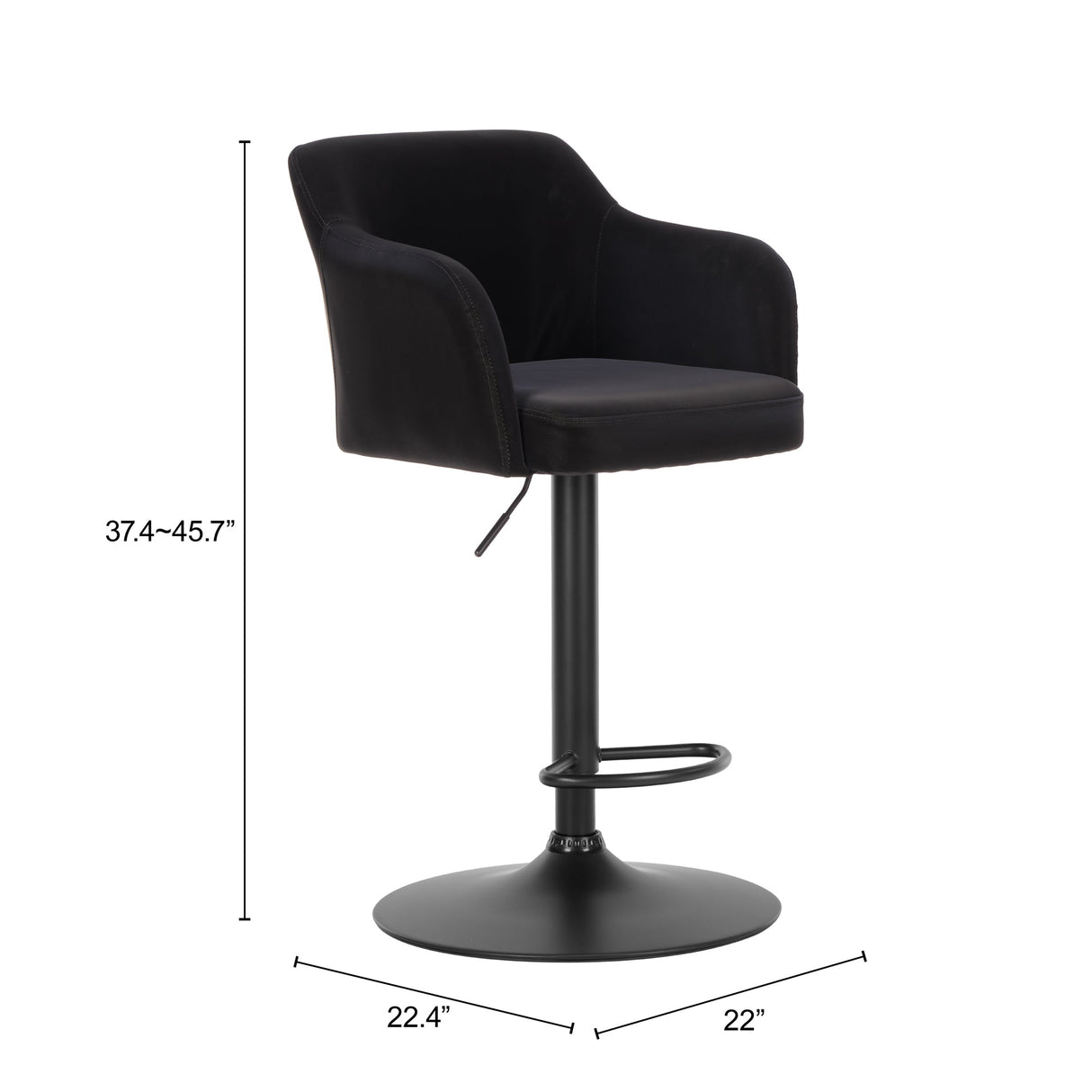 Prescott Black Barstool by Zuomod at Eve Furniture