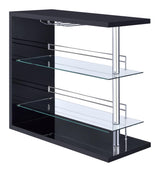 Prescott Glossy Black Rectangular 2-Shelf Bar Unit by Coaster at Eve Furniture