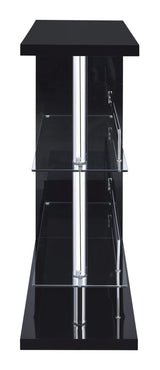 Prescott Glossy Black Rectangular 2-Shelf Bar Unit by Coaster at Eve Furniture