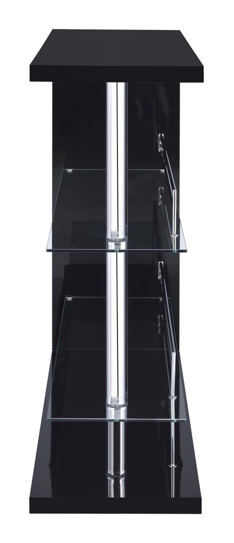 Prescott Glossy Black Rectangular 2-Shelf Bar Unit by Coaster at Eve Furniture
