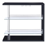 Prescott Glossy Black Rectangular 2-Shelf Bar Unit by Coaster at Eve Furniture