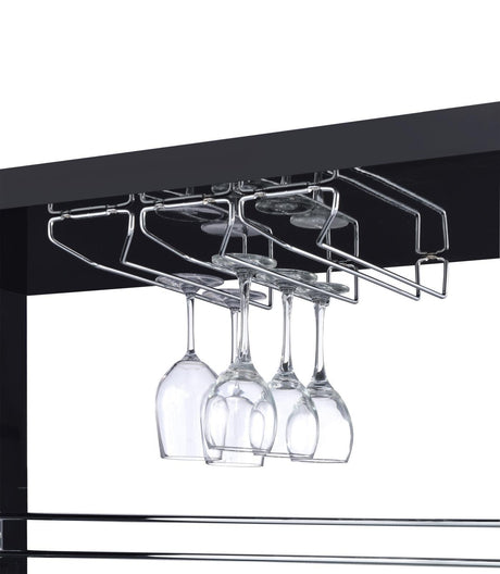 Prescott Glossy Black Rectangular 2-Shelf Bar Unit by Coaster at Eve Furniture