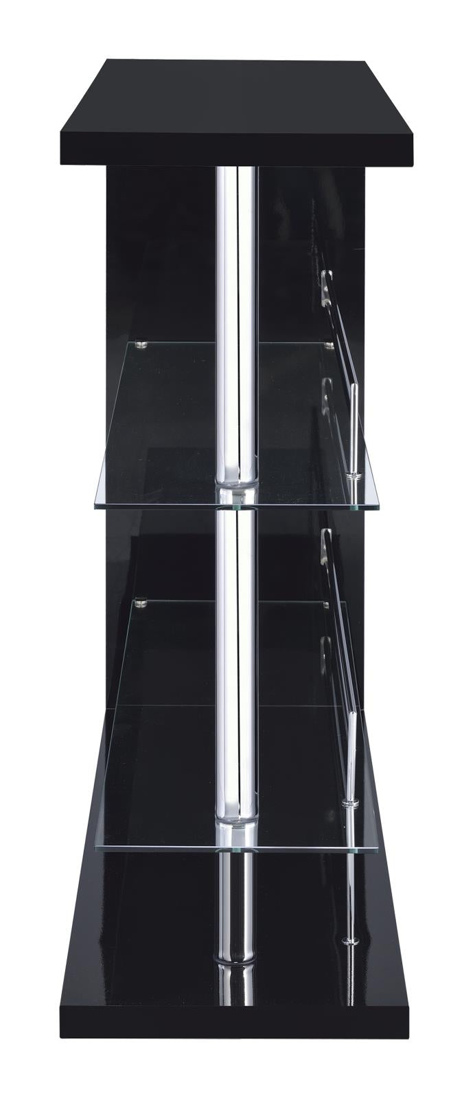 Prescott Glossy Black Rectangular 2-Shelf Bar Unit