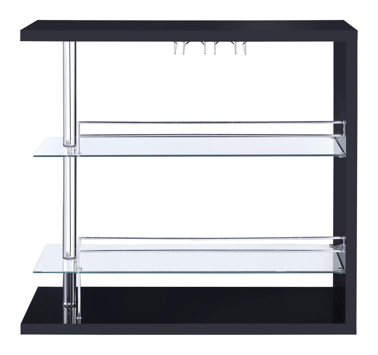 Prescott Glossy Black Rectangular 2-Shelf Bar Unit