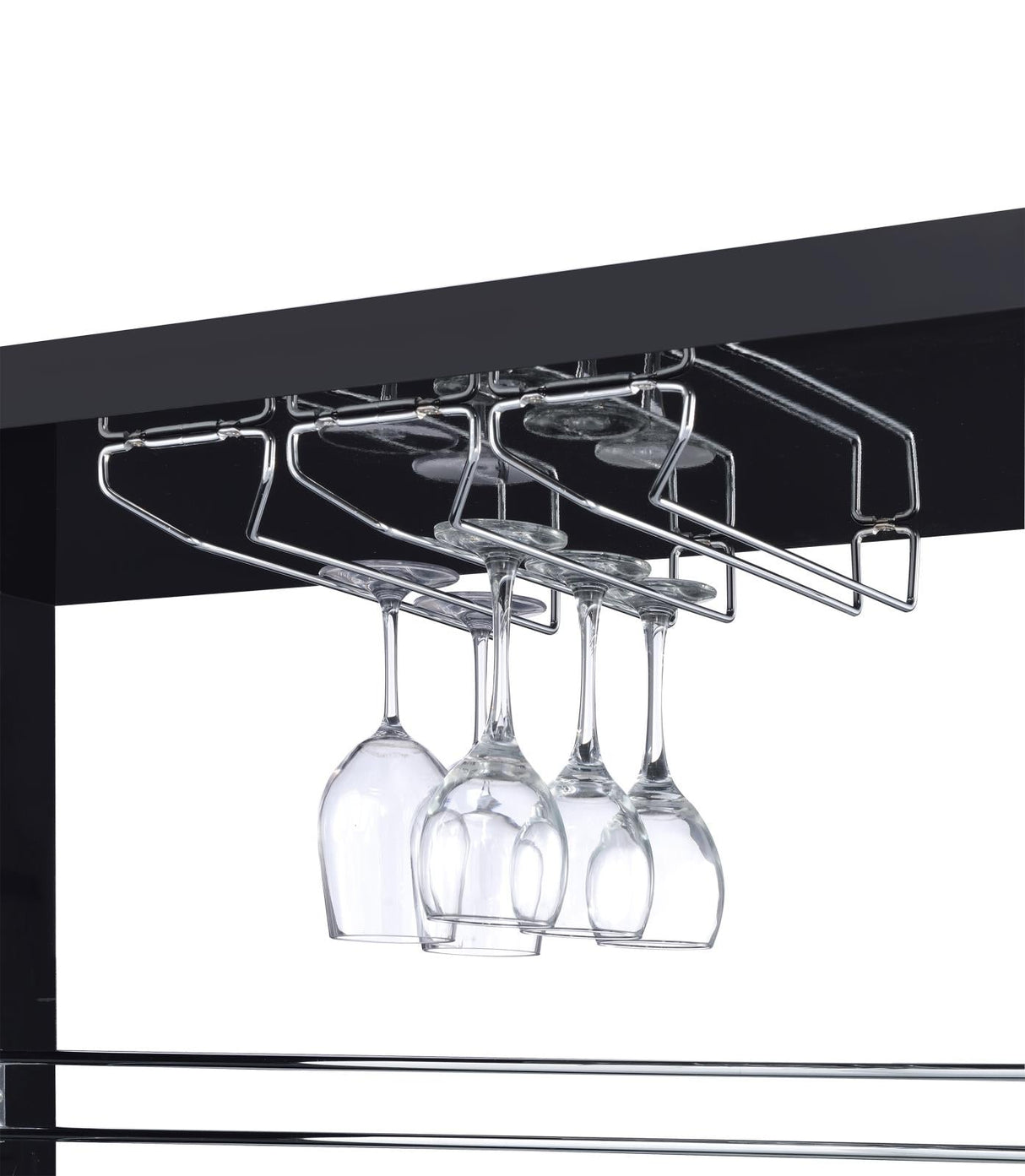 Prescott Glossy Black Rectangular 2-Shelf Bar Unit