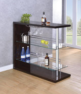 Prescott Glossy Cappuccino Rectangular 2-Shelf Bar Unit