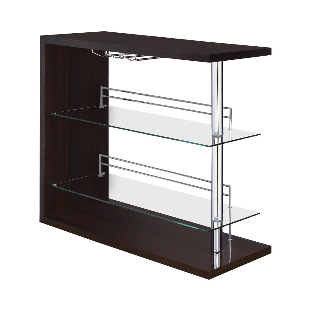 Prescott Glossy Cappuccino Rectangular 2-Shelf Bar Unit