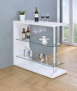 Prescott Glossy White Rectangular 2-Shelf Bar Unit