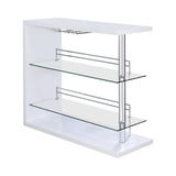 Prescott Glossy White Rectangular 2-Shelf Bar Unit