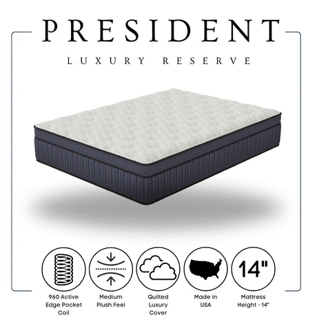 President 14" Euro Top Hybrid Queen Mattress by Happy Homes at Eve Furniture