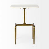 Preston 17.3L x 11.3W x 22.8H White Marble Top W/Gold Metal Accent Table by Mercana at Eve Furniture
