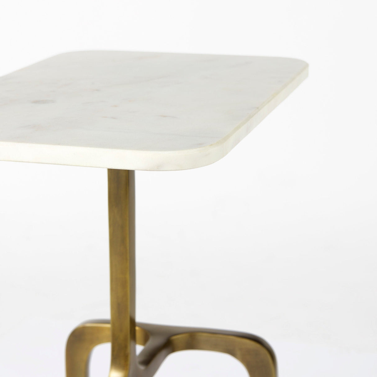 Preston 17.3L x 11.3W x 22.8H White Marble Top W/Gold Metal Accent Table by Mercana at Eve Furniture