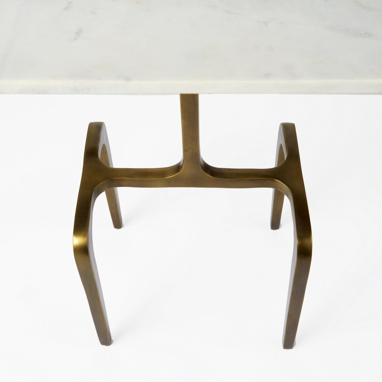 Preston 17.3L x 11.3W x 22.8H White Marble Top W/Gold Metal Accent Table by Mercana at Eve Furniture