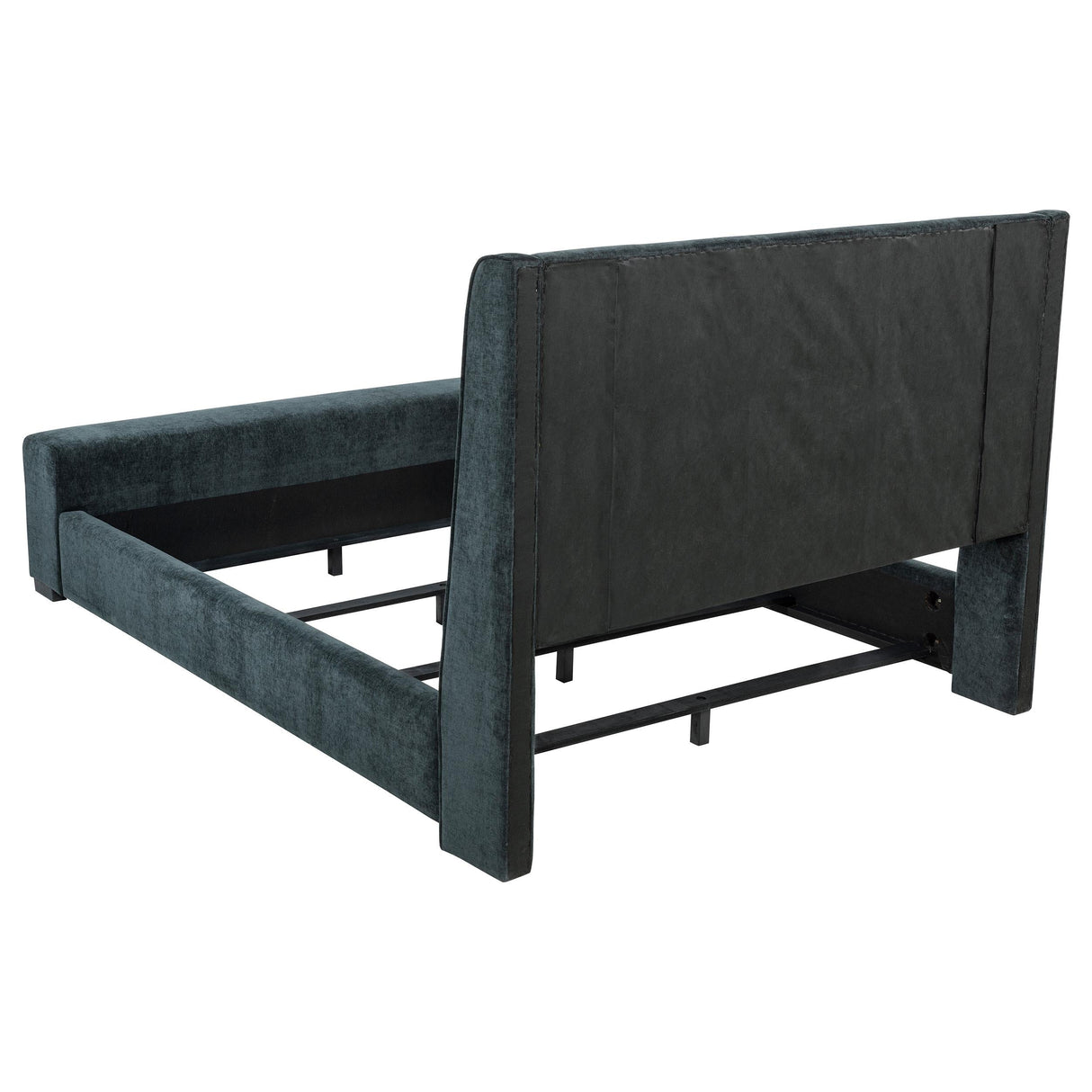 Preston Blue Upholstered Eastern King Audio Fireplace Bed by Coaster at Eve Furniture