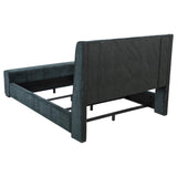 Preston Blue Upholstered Eastern King Audio Fireplace Bed by Coaster at Eve Furniture