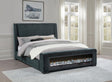 Preston Blue Upholstered Eastern King Audio Fireplace Bed by Coaster at Eve Furniture