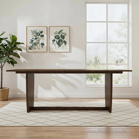 Preston Solid Wood Dining Table with Trestle Base in Warm Walnut Finish by Ashcroft Furniture at Eve Furniture