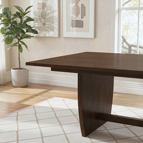Preston Solid Wood Dining Table with Trestle Base in Warm Walnut Finish by Ashcroft Furniture at Eve Furniture