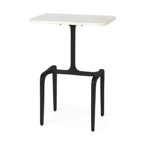 Preston White Marble Tabletop w/ Matte Black Iron Base Accent Table by Mercana at Eve Furniture