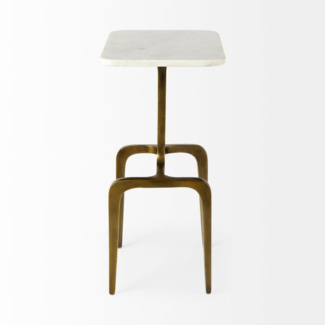 Preston White Marble Top W/Gold Metal Accent Table by Mercana at Eve Furniture
