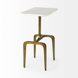 Preston White Marble Top W/Gold Metal Accent Table by Mercana at Eve Furniture
