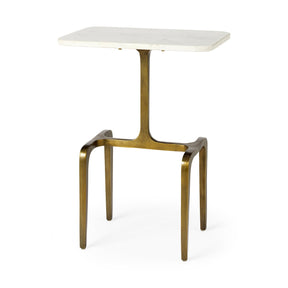 Preston White Marble Top W/Gold Metal Accent Table by Mercana at Eve Furniture
