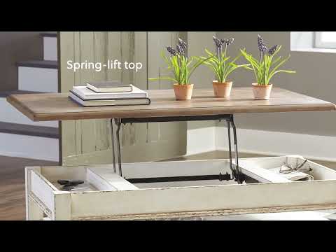 Realyn White/Brown Coffee Table with Lift Top