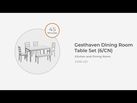 Gesthaven Natural/White Dining Table with 4 Chairs and Bench
