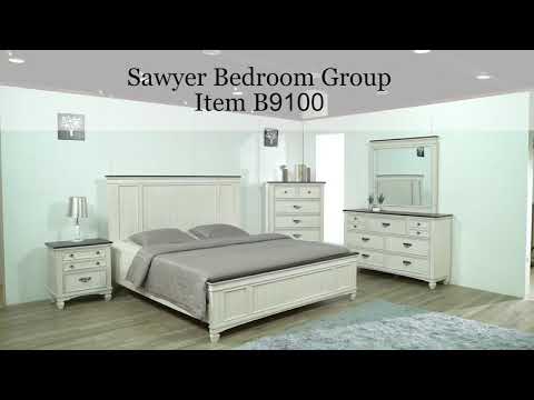 Sawyer Antique White and Brown Panel Bedroom Set