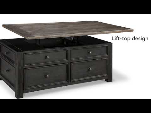 Tyler Creek Grayish Brown/Black Coffee Table with Lift Top
