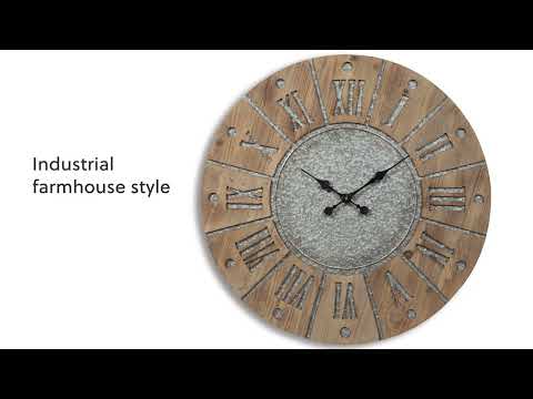 Reloj de pared Payson antiguo gris/natural