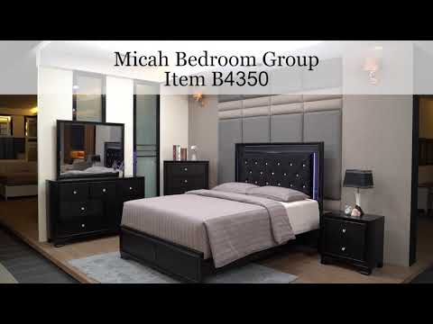 Cama con panel tapizado Micah Black Twin LED