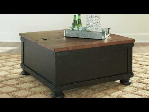 Valebeck Black/Brown Coffee Table with Lift Top