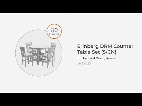 Erinberg Antique White Counter Height Dining Table and 4 Barstools