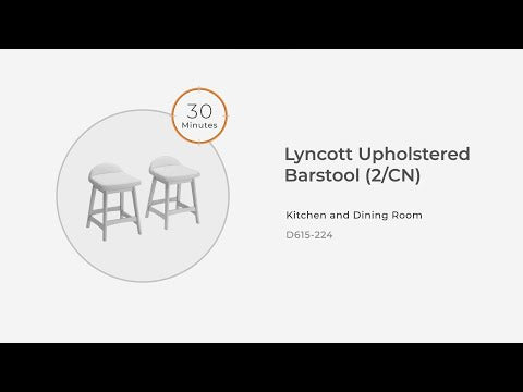 Lyncott Charcoal/Brown Counter Height Barstool, Set of 2