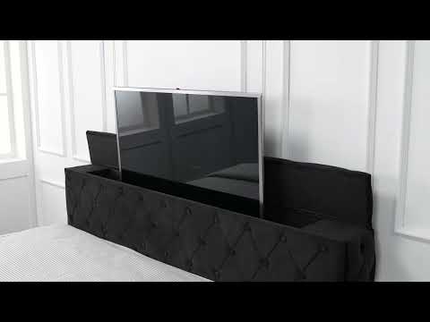 Josephine Black King Upholstered Panel Bed with TV Lift