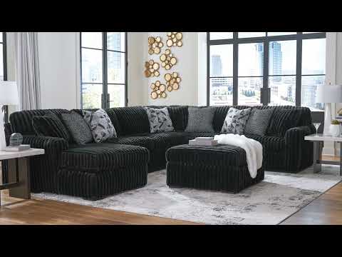Midnight-Madness Onyx Sofa and Oversized Ottoman