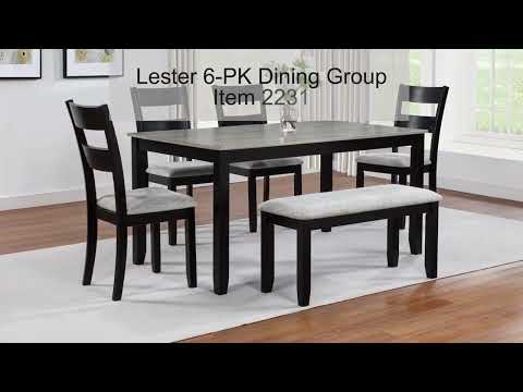 Juego de comedor Lester de 6 piezas gris claro