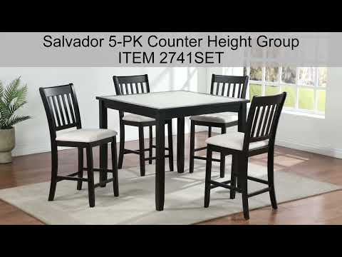 Juego de comedor de 5 piezas Salvador en blanco y negro a la altura del mostrador