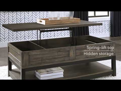 Johurst Grayish Brown Coffee Table with Lift Top
