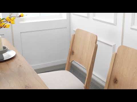 Silla de comedor auxiliar Arden Warm Wood and Beige, juego de 2
