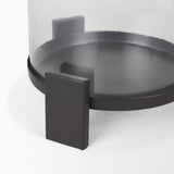 Price Large Matte Black-Brown Metal w/ Glass Hurricane Candle Holder by Mercana at Eve Furniture